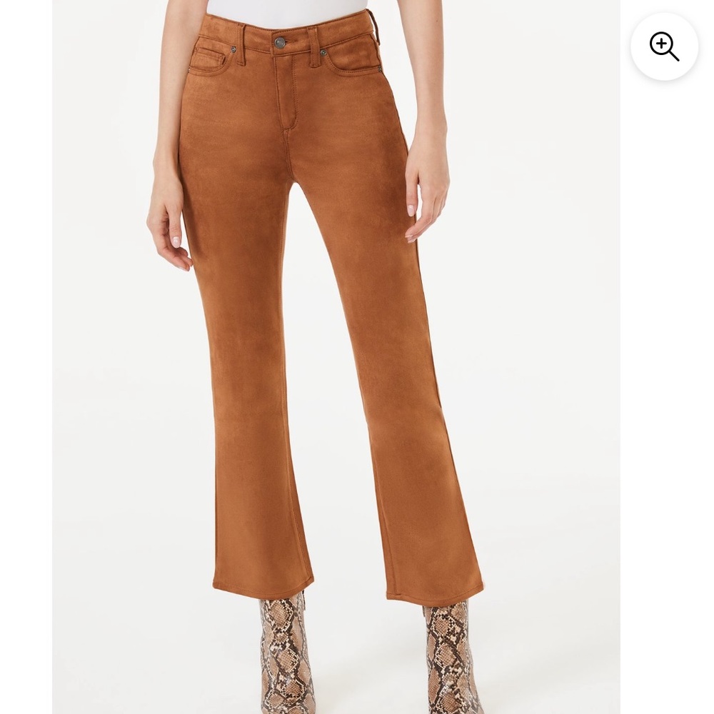 SCOOP CROP FLAIR FAUX SUEDE JEANS